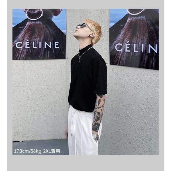 モックネック Tシャツ メンズ 半袖 ゆったり カジュアル プチ