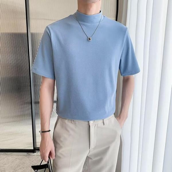 モックネック Tシャツ メンズ 半袖 ゆったり カジュアル プチ