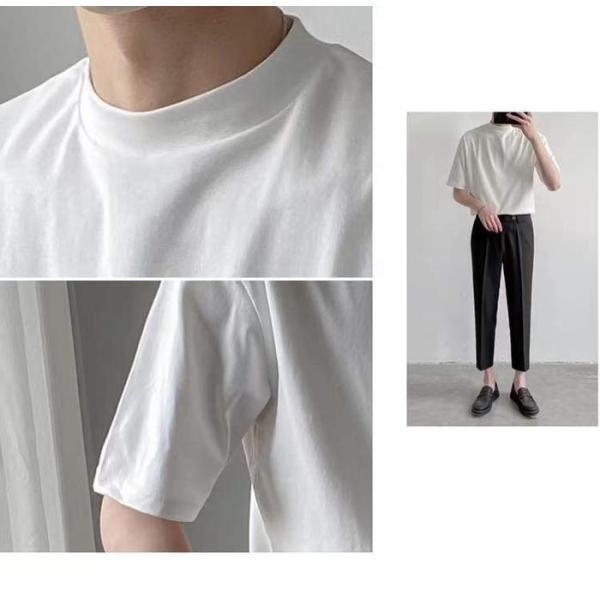 モックネック Tシャツ メンズ 半袖 ゆったり カジュアル プチ