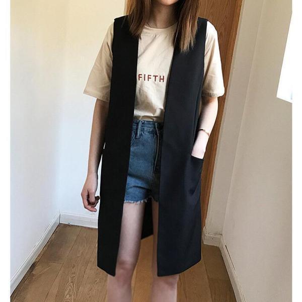 レディース 袖なし 春 夏 秋 おしゃれ ロングコート ノースリーブ 