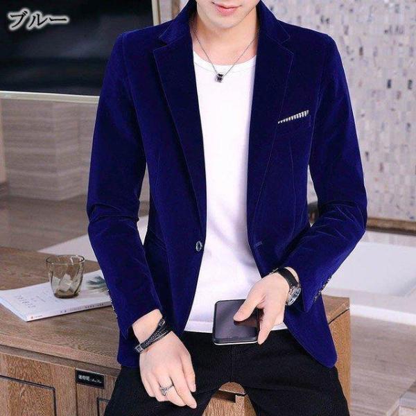 黒 テーラードジャケット メンズ ベロア ベルベット 高級 ブレザー