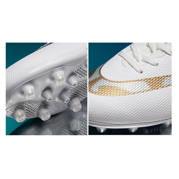 ホワイト スパイクシューズ グラフィックプリント サッカー スパイクシューズ ワールドカップ トレーニングシューズ