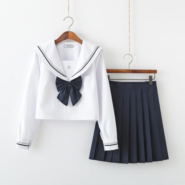 JK制服 セーラー服 上下セット リボン付き コスプレ衣装 半袖/長袖