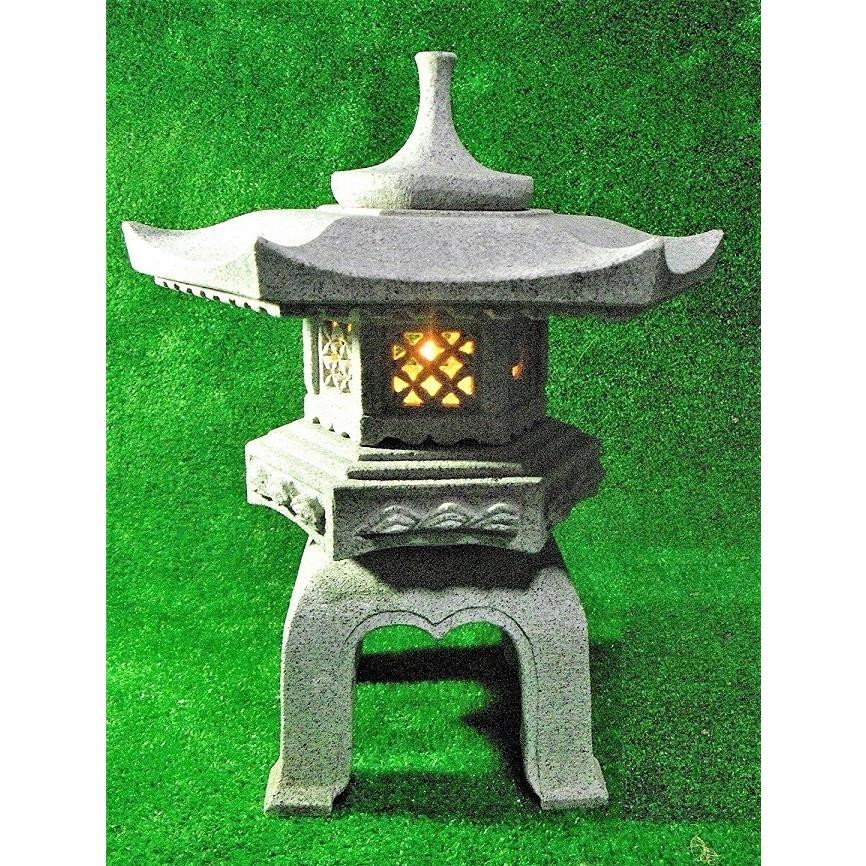 石灯篭 雪見灯篭 角型 岡崎型 天然御影石 １尺5寸 約４8ｃｍ 高さ５６cm 設置用資材付き 石長石材 通販 Yahoo ショッピング