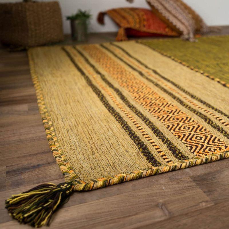 サヤンサヤン 手織り アジアン ラグ マット インドキリム 200x250 3畳 グリーン たためる アジアン ラグ 200x250 グリーン サヤンサヤン 手織り マット インドキリム 3畳 たためる サイズ