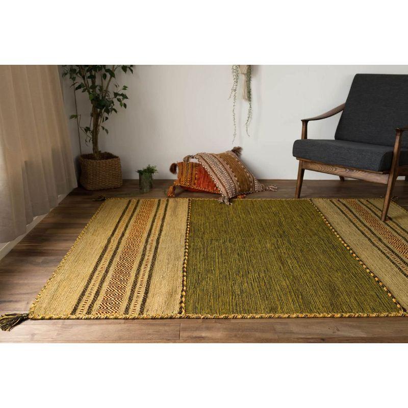 サヤンサヤン 手織り アジアン ラグ マット インドキリム 200x250 3畳 グリーン たためる アジアン ラグ 200x250 グリーン サヤンサヤン 手織り マット インドキリム 3畳 たためる サイズ