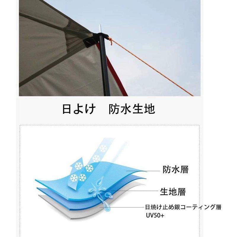 Kadahis タープ テント カーサイドタープ 車用 日よけカーテント 設営簡単 単体使用可能 5-8人用 キャンプ テント アウトドア テント タープ カーサイドタープ 車用 日よけカーテント 設営簡単 単体使用可能 8人用 キャンプ アウトドア