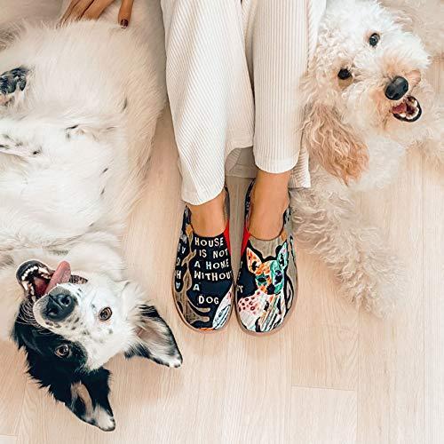 人気ランキング Uin 犬アート ニット スリッポン シューズ レディース ローファー スリッポン ファッション ファッション In 超軽量 旅靴 シューズ カジュ A B08fcbn44x 2606 ネットショップ アイエスケー 人気商品ランキング