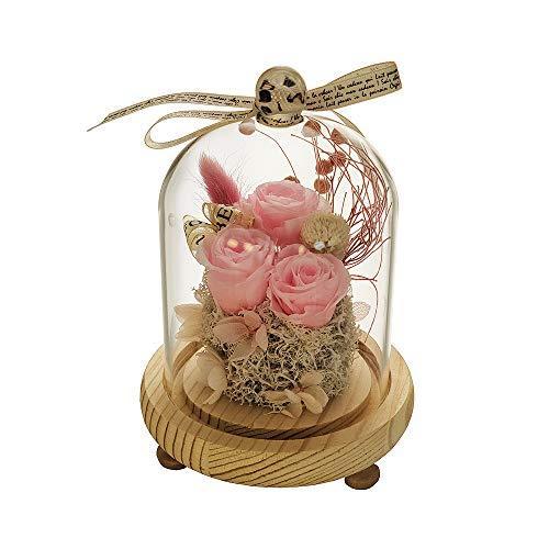 ガラスドームの永遠のバラ保存されたバラのガラスの花バレンタインデーの誕生日母の日記念日クリエイティブギフト保存された新鮮な花 ピンク 花束 アレンジメント Ilgaimportadora Com