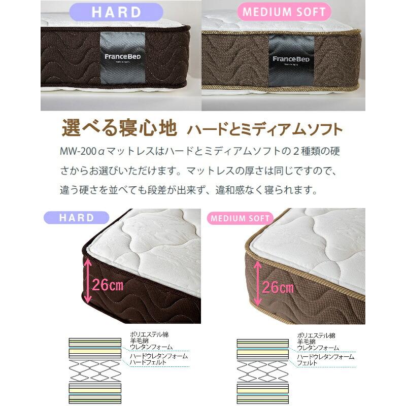 ベッドセット フランスベッド シングル PR70-06C DR MW-200α マットレス付き ソフト 柔らかめ 羊毛 引出し 収納 スノコ セット マットセット 日本製 設置無料