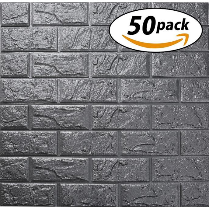 想像を超えての Isl ウォールステッカー ヴィンテージレンガ調 メタリックグレー 3dクッション壁紙 60cm 60cm 50枚セット 美しい Fundpoint In