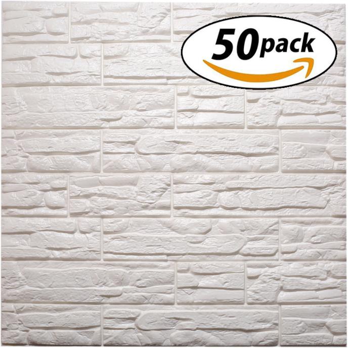 送料込 Isl ウォールステッカー レンガ調 荒目柄 白 3dクッション壁紙 70cm 77cm 50枚セット 在庫有 Studiostodulky Cz