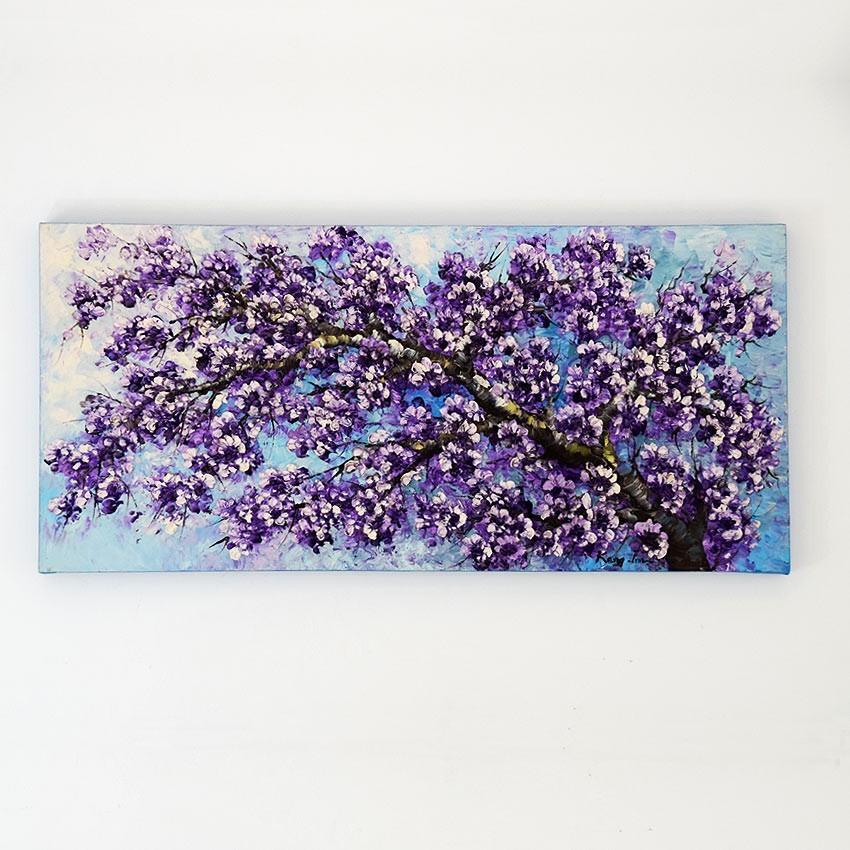 バリアート 絵画 インテリア 壁掛け アートパネル おしゃれ 油絵画 モダンアート アジアン リゾート リビング祝い 抽象画 桜 バリ絵画O30