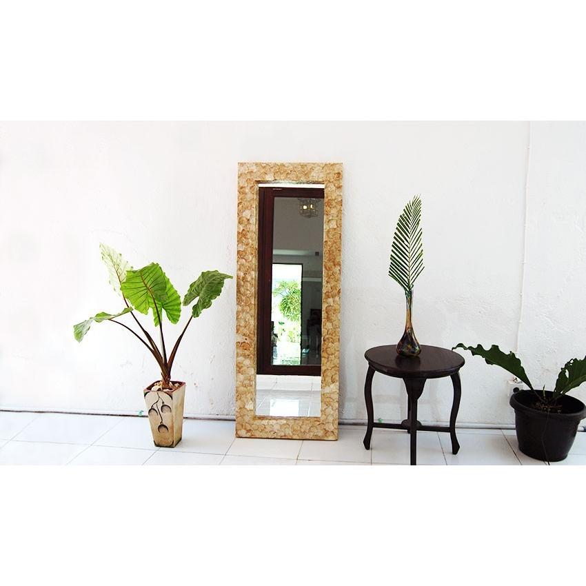 アジアン雑貨　シェル  全身ミラー　アンティーク　店舗　クラッキング　ゴールド アジアン雑貨 シェル 全身ミラー アンティーク 店舗