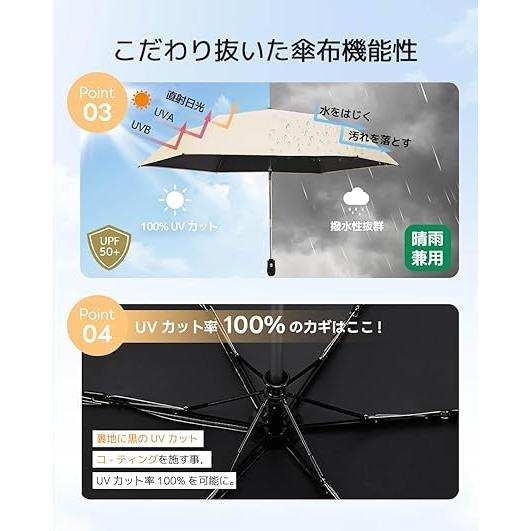 konciwa 日傘 軽量 189g-199g UVカット率 100% 完全遮光 遮熱 反射冷却 