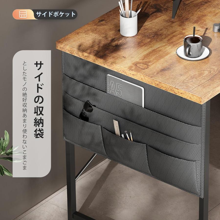 YeTom パソコンデスク 机 学習机 右棚左棚 幅107cm ゲーミングデスク l字デスク pcデスク 収納袋付き勉強机 コーナーデスク 本棚付き ビンテージ　_4