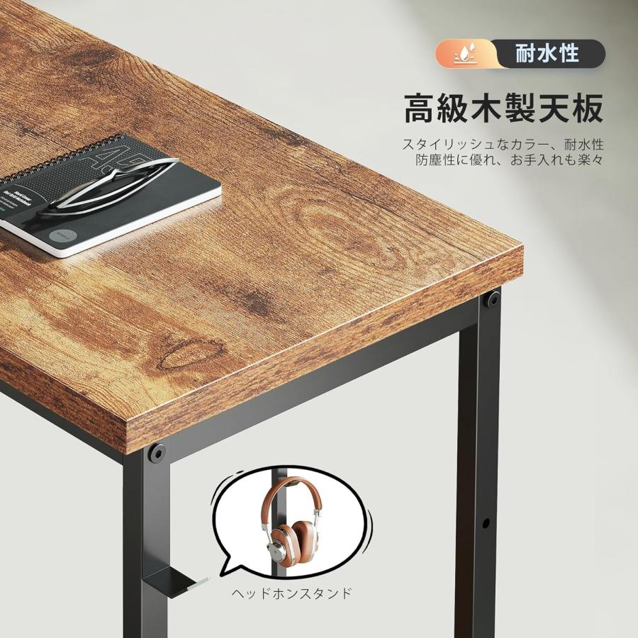 YeTom パソコンデスク 机 学習机 右棚左棚 幅107cm ゲーミングデスク l字デスク pcデスク 収納袋付き勉強机 コーナーデスク 本棚付き ビンテージ　_6