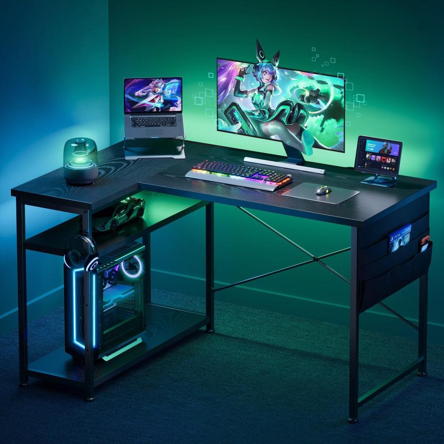 YeTom ゲーミングデスク l字デスク pcデスク 右棚左棚 幅107cm