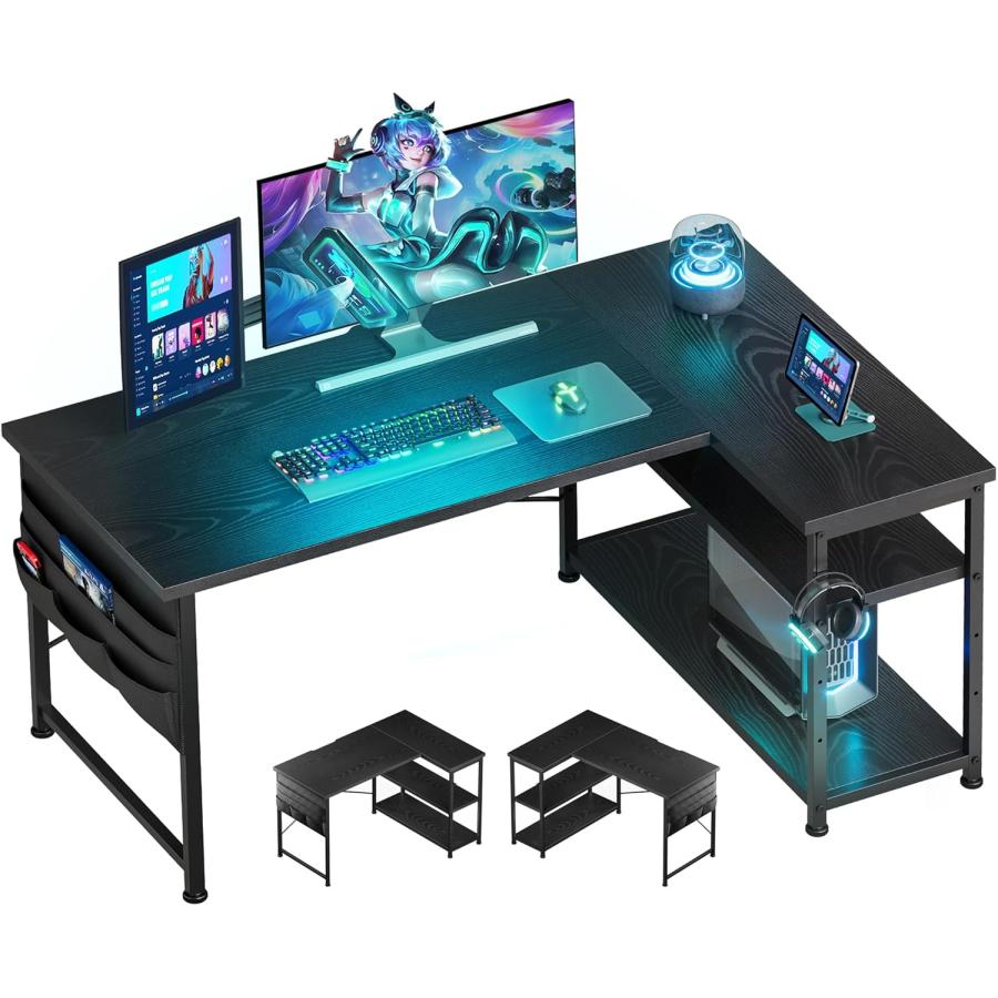 YeTom ゲーミングデスク l字デスク pcデスク 右棚左棚 幅107cm