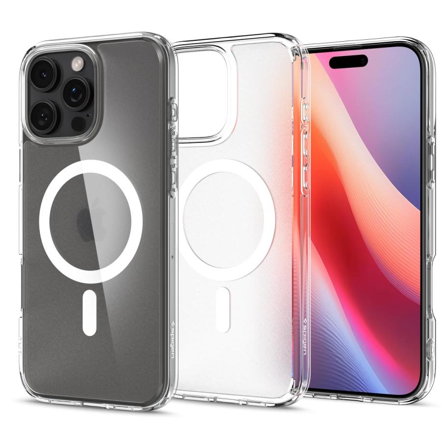 Spigen iPhone 16 Pro ケース MagSafe対応 半透明 クリア ストラップ