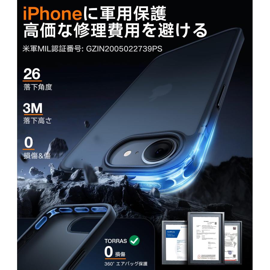 TORRAS iPhone 16e 用 ケース【米軍進化耐久性】 2025 半透明 耐衝撃