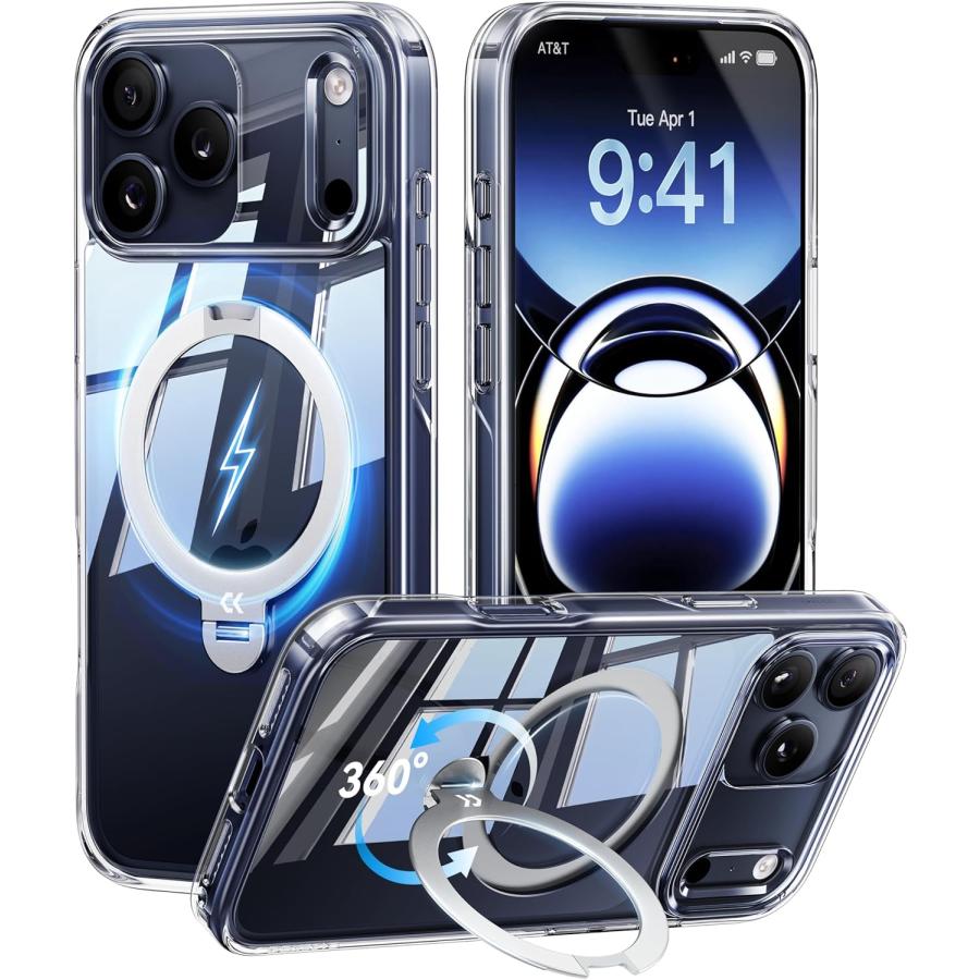 透き通る上質感・定点360°回転】CASEKOO iPhone 17 Pro Max 用 ケース