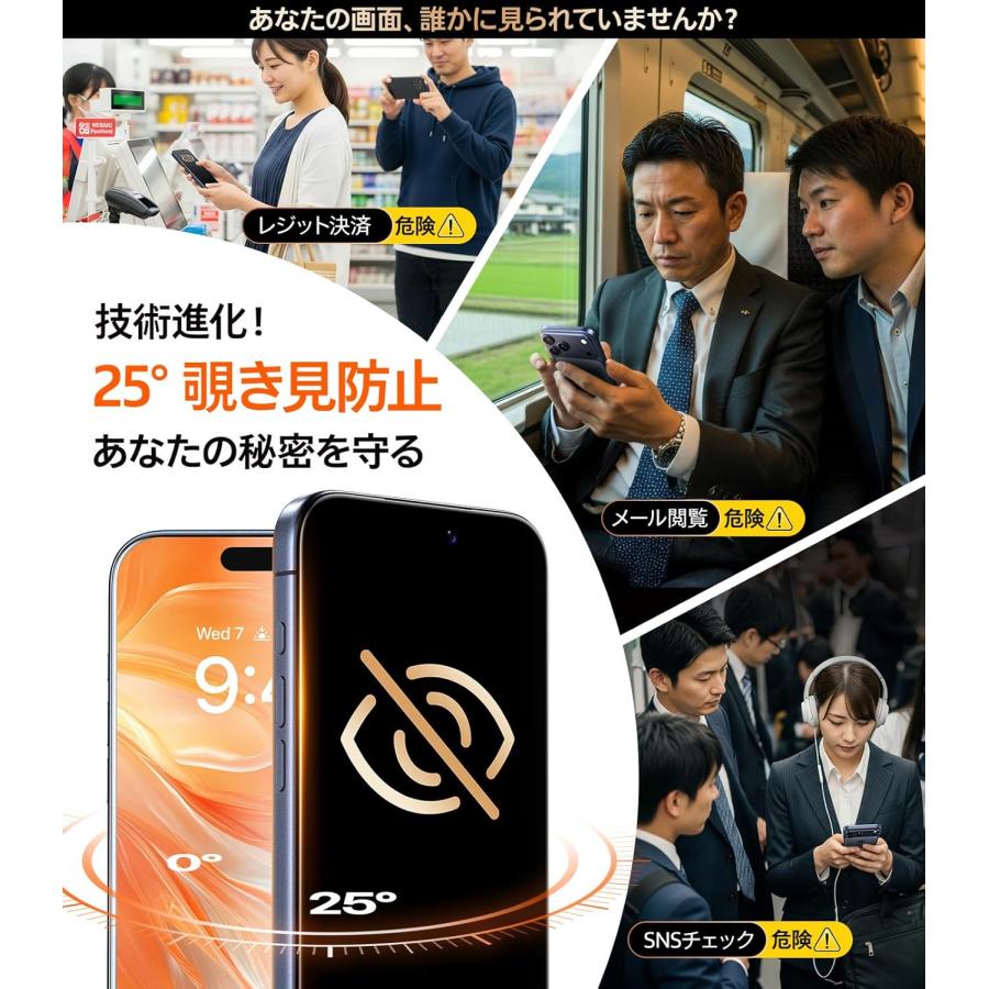 TORRAS For iPhone 17 Pro Max ガラスフィルム 覗き見防止 保護