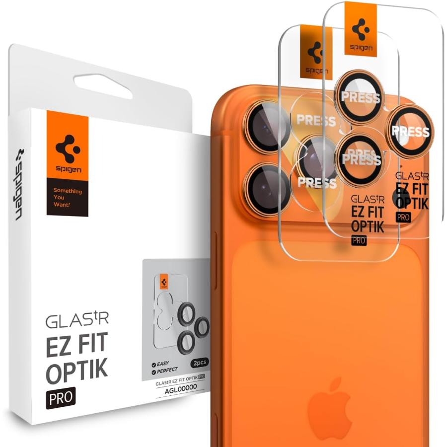 Spigen iPhone 17 Pro / Max カメラ保護フィルム 16 対応 オレンジ色