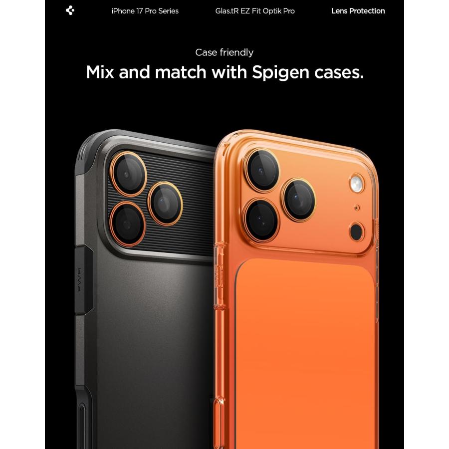 Spigen iPhone 17 Pro / Max カメラ保護フィルム 16 対応 オレンジ色
