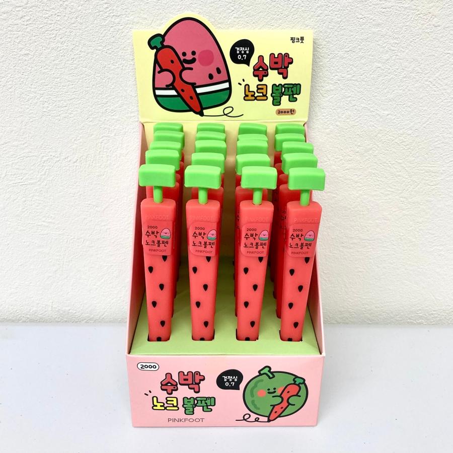 韓国文具 おいしそう! スイカノックボールペン 1本 ボールペン 黒 0.7