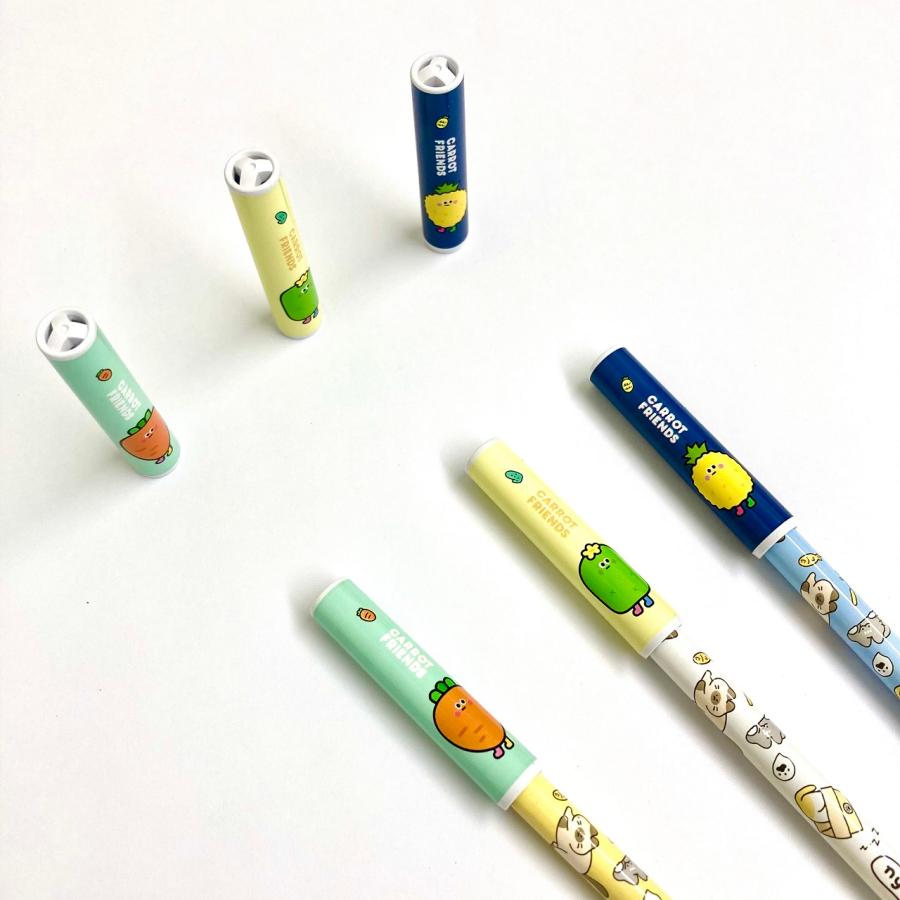 韓国文具 かわいい! にんじん パターン 鉛筆キャップ 12本セット ペン