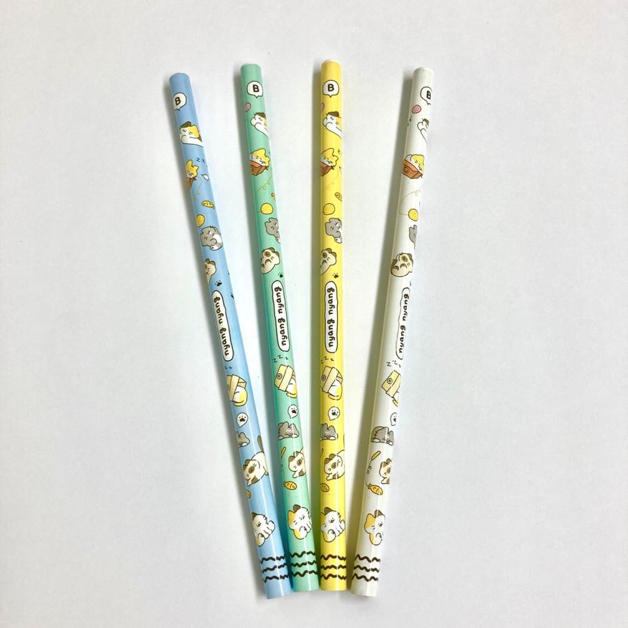 韓国文具 かわいい！ ニャンニャン 鉛筆セット 4本入り かわいい 鉛筆