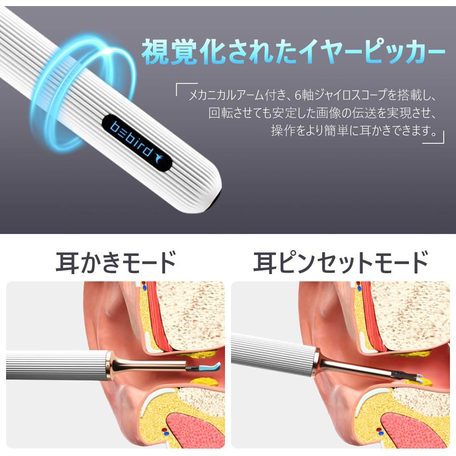 スマホで確認 カメラ付き 耳かき 電動ピンセット 内視鏡 ハイテク