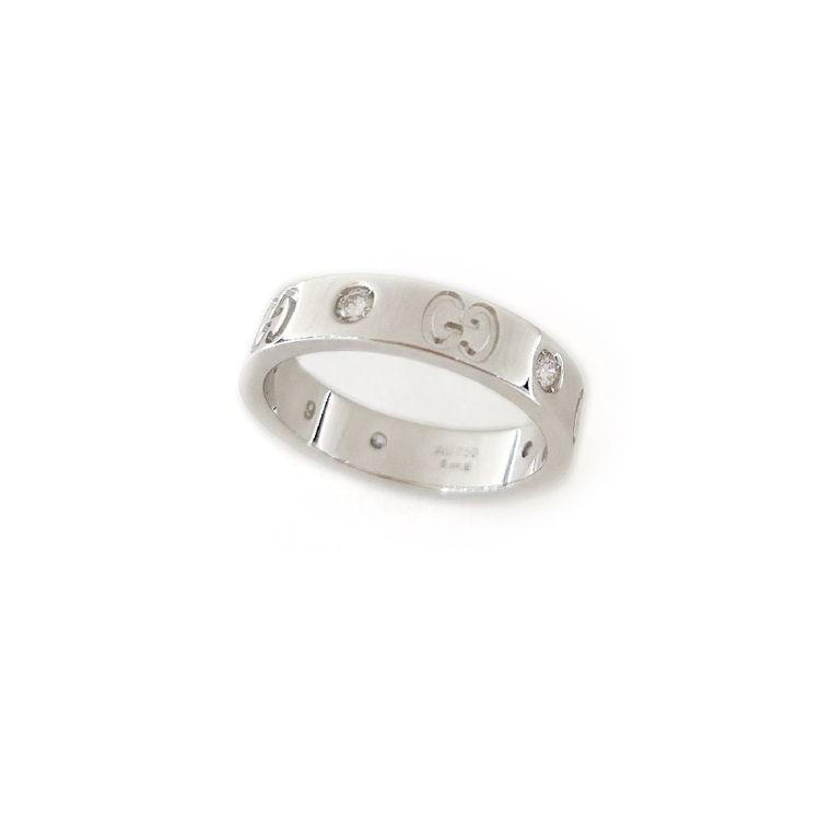 GUCCI 国内正規品 グッチ K18WGダイヤモンド アイコンスリムリング 