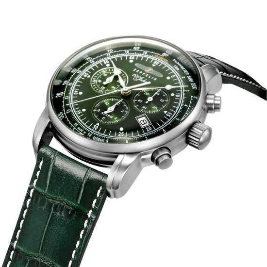日本限定 ツェッペリン メンズ 腕時計 100周年記念シリーズ クロノグラフアラーム 8680-4 スペアベルトブラウン1本セット 正規品｜islandtribe｜02