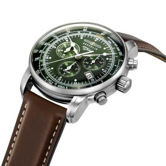 日本限定 ツェッペリン メンズ 腕時計 100周年記念シリーズ クロノグラフアラーム 8680-4 スペアベルトブラウン1本セット 正規品｜islandtribe｜05