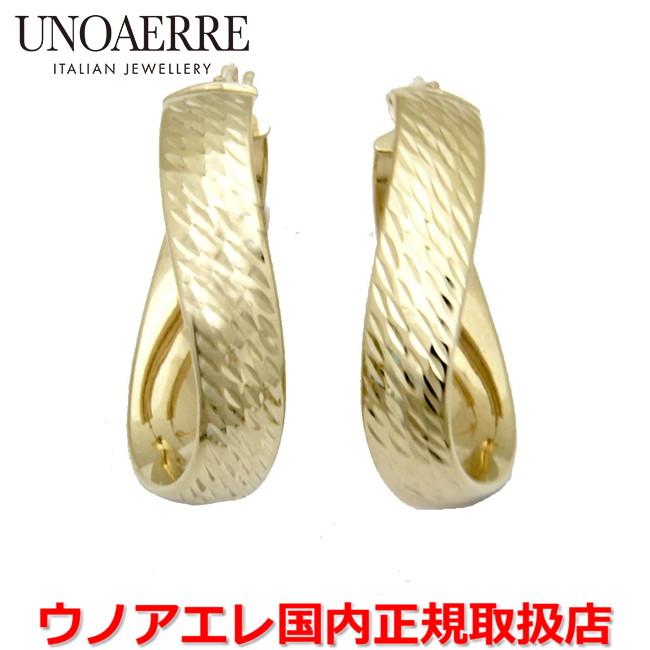 UNOAERRE ウノアエレ K18イエローゴールド ウェーブデザインピアス  