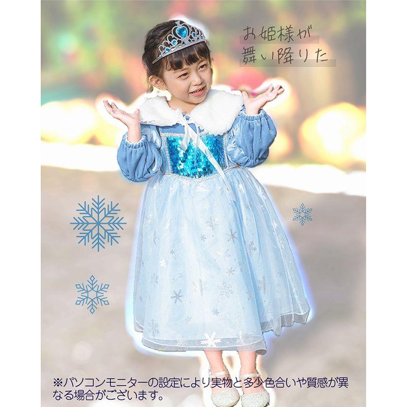 超 厚手 エルサ ドレス 子供 お姫様 アナ 風 プリンセス 裏起毛 冬 秋