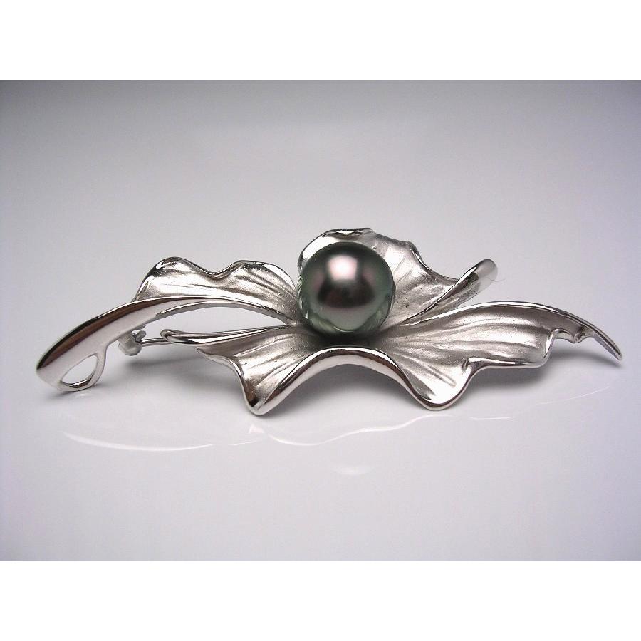 真珠 ブローチ パール 黒蝶真珠 真珠ブローチ パールブローチ 11.5mm