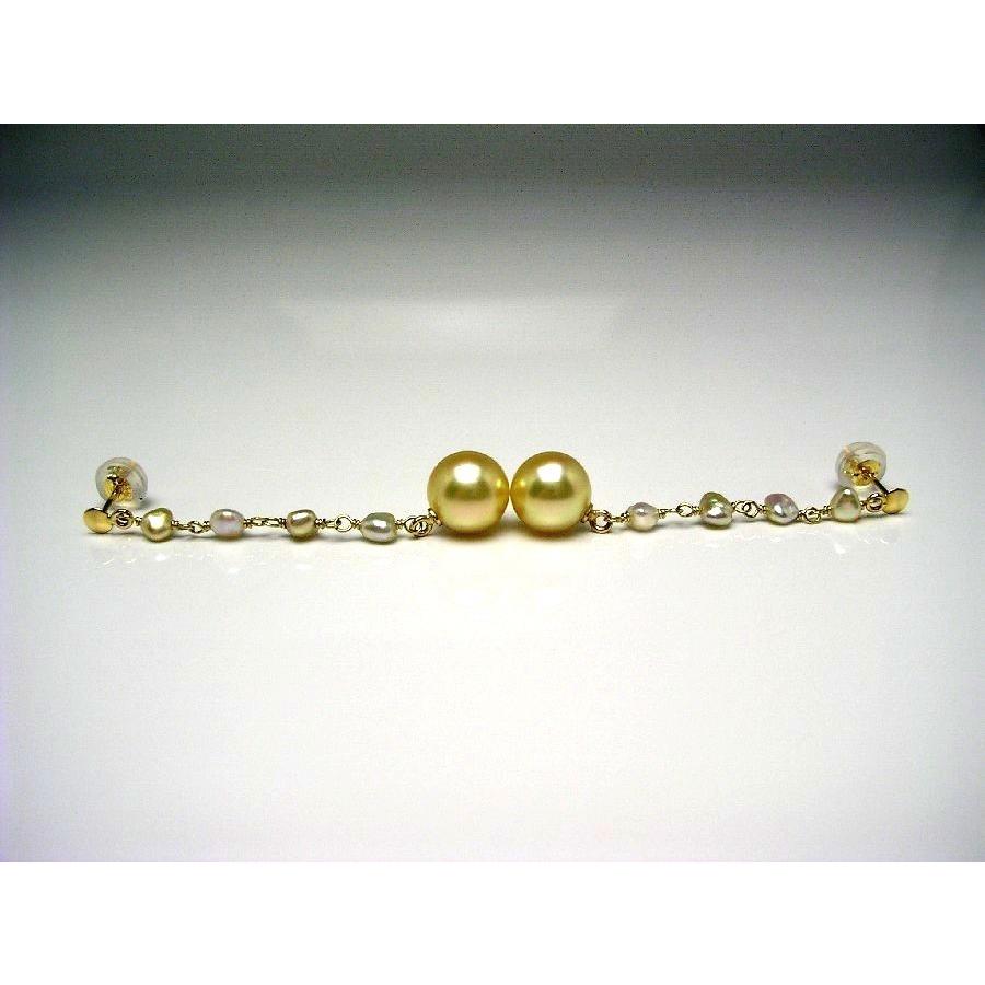 真珠 ピアス パール アコヤ真珠 スタッド 真珠ピアス パールピアス 7.5-8mm・2-2.5mm K18 イエローゴールド 56323の画像