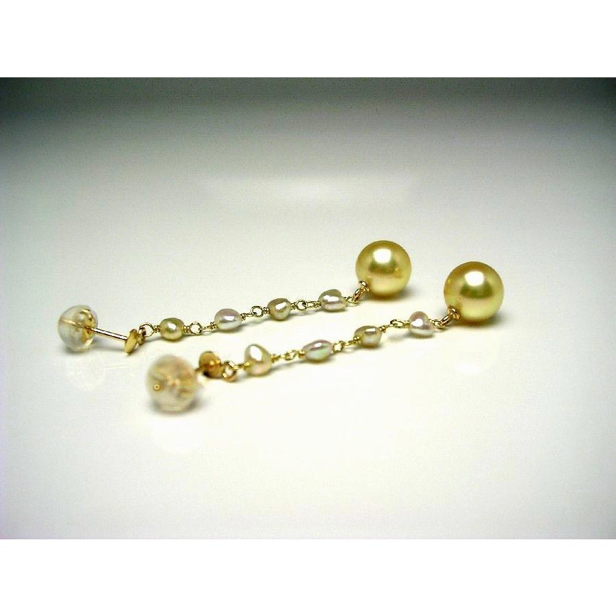 真珠 ピアス パール アコヤ真珠 スタッド 真珠ピアス パールピアス 7.5-8mm・2-2.5mm K18 イエローゴールド 56323の画像