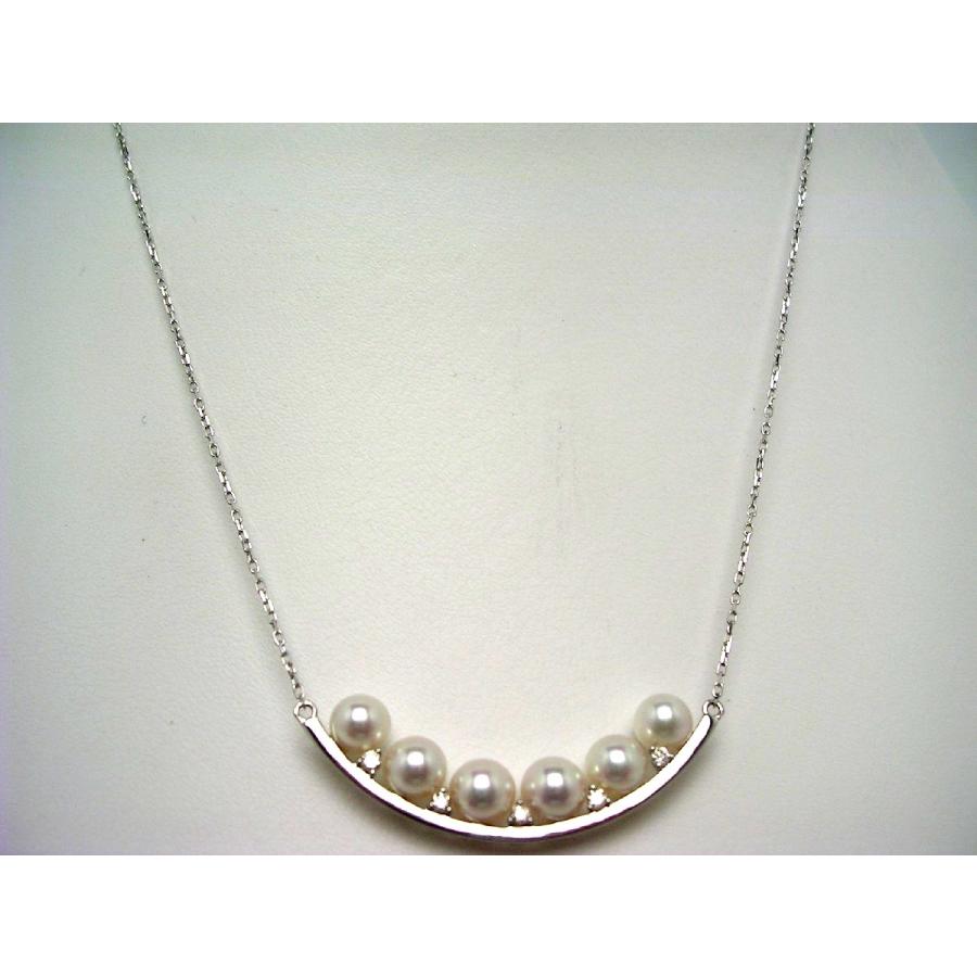 真珠 ネックレス パール アコヤ真珠 チェーン 真珠ネックレス パールネックレス 5-5.5mm ダイヤモンド 0.1ct 59820の画像