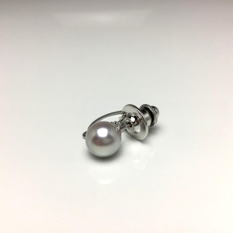 真珠 ネクタイピン パール アコヤ真珠 8.5-9.0mm K14 ホワイトゴールド