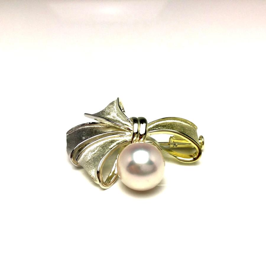 真珠 ブローチ パール アコヤ真珠 真珠ブローチ パールブローチ 9mmUP