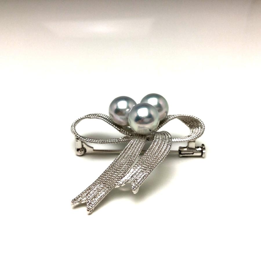 K18 silver ショップ アコヤパール ブローチ 珠約8.5mm アコヤ真珠
