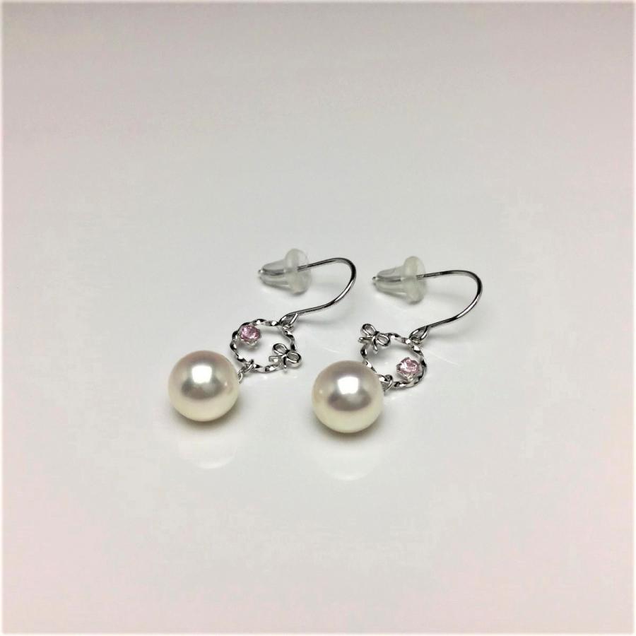 真珠 ピアス パール アコヤ真珠 フック 真珠ピアス パールピアス 6.8mm 