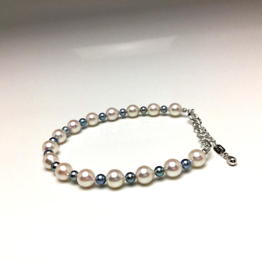 真珠 ブレスレット パール アコヤ真珠 真珠ブレスレット パールブレスレット 約6.0mm 3.5-4.0mm シルバー アジャスター 67198の画像