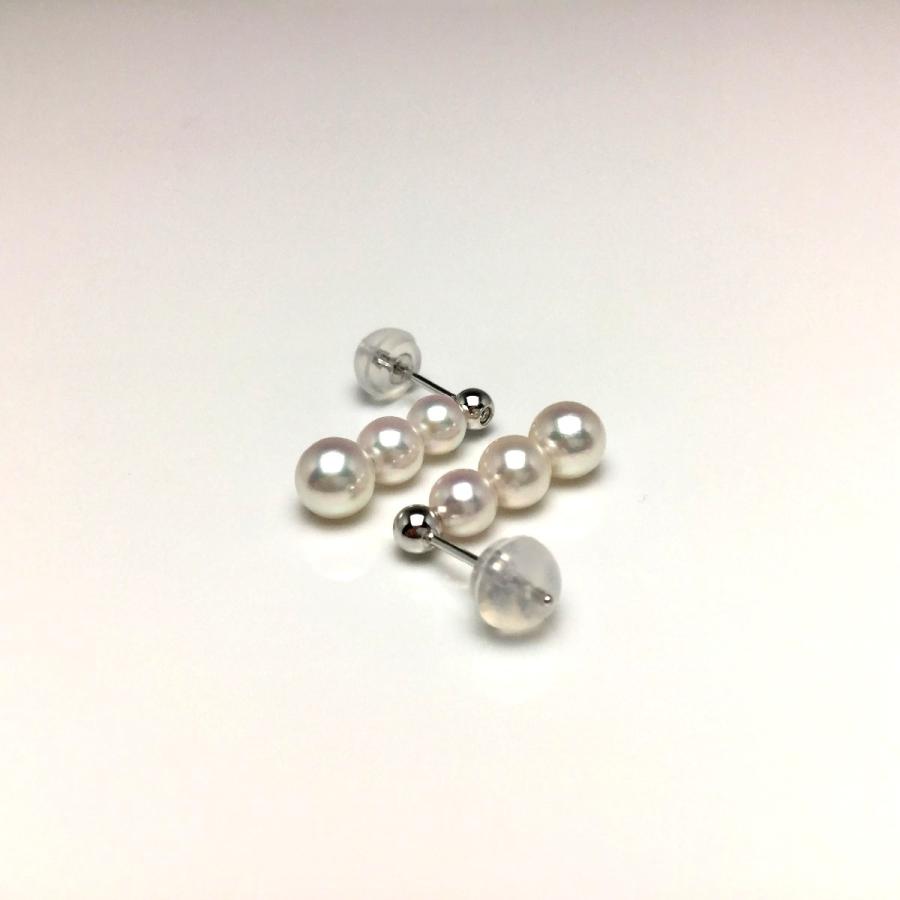 真珠 ピアス パール アコヤ真珠 スタッド 真珠ピアス パールピアス 4.0mm・4.5mm・5.0mm K14 ホワイトゴールド ダイヤモンド 0.02ct 67199の画像