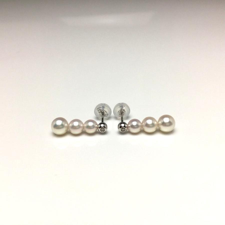 真珠 ピアス パール アコヤ真珠 スタッド 真珠ピアス パールピアス 4.0mm・4.5mm・5.0mm K14 ホワイトゴールド ダイヤモンド 0.02ct 67199の画像