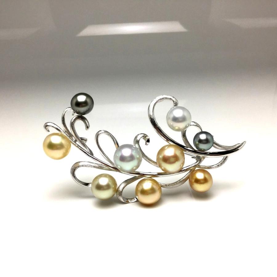 真珠 ブローチ パール 白蝶真珠 黒蝶真珠 真珠ブローチ パールブローチ  